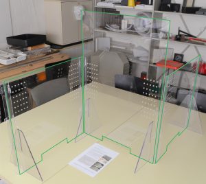 Acryl-/Plexiglas-Spuckschutz-Programm MODULUS - Ausbaumöglichkeiten in die Breite und alternative Masse in die Höhe